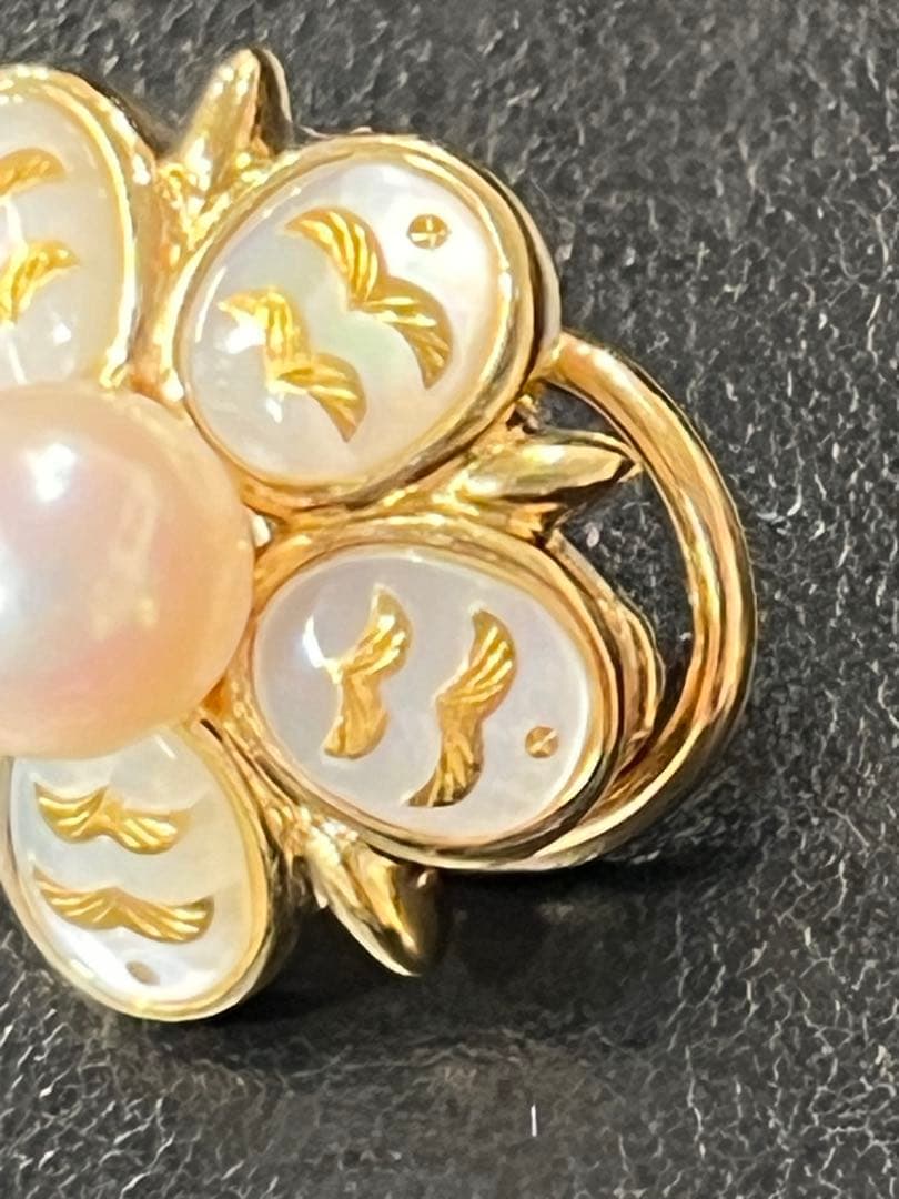 希少 MIKIMOTO ミキモト ピクウェ シェル.パール イヤリングK18刻印