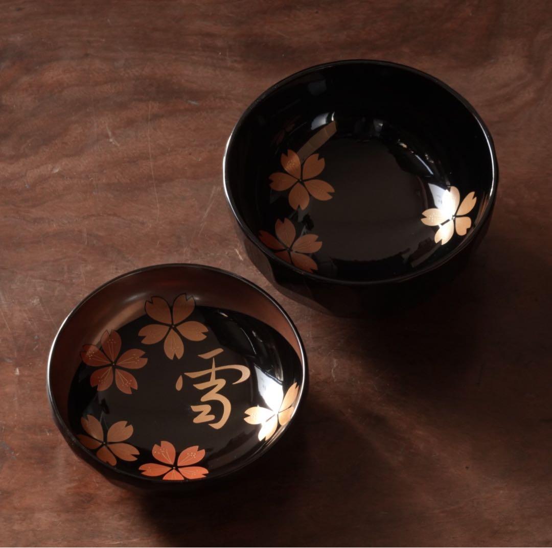 極上 輪島塗 雪月花蒔絵 亀甲彫 吸物椀 煮物椀 菓子椀 お椀 茶懐石