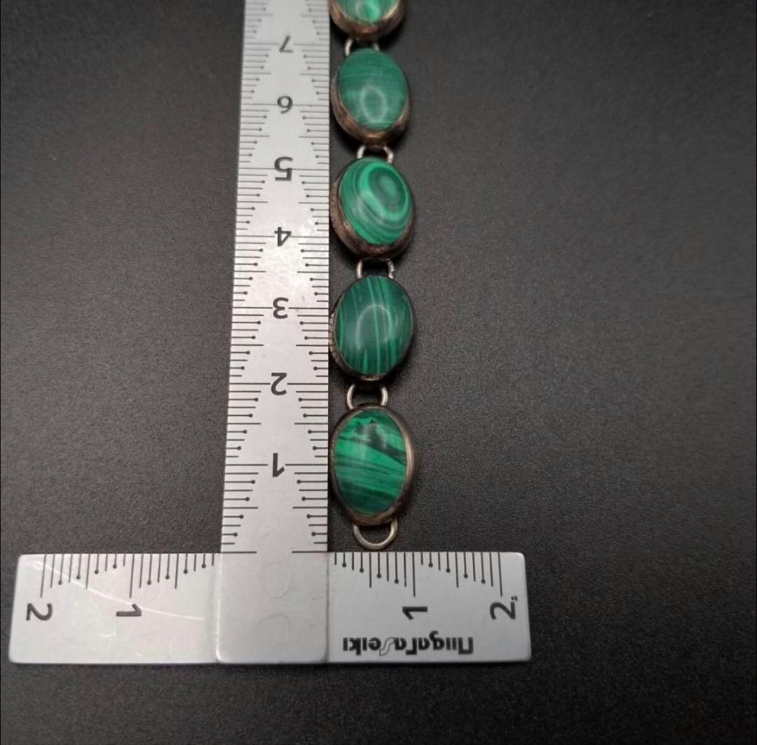 メキシコ 925 シルバー マラカイトカラー オーバルチェーン