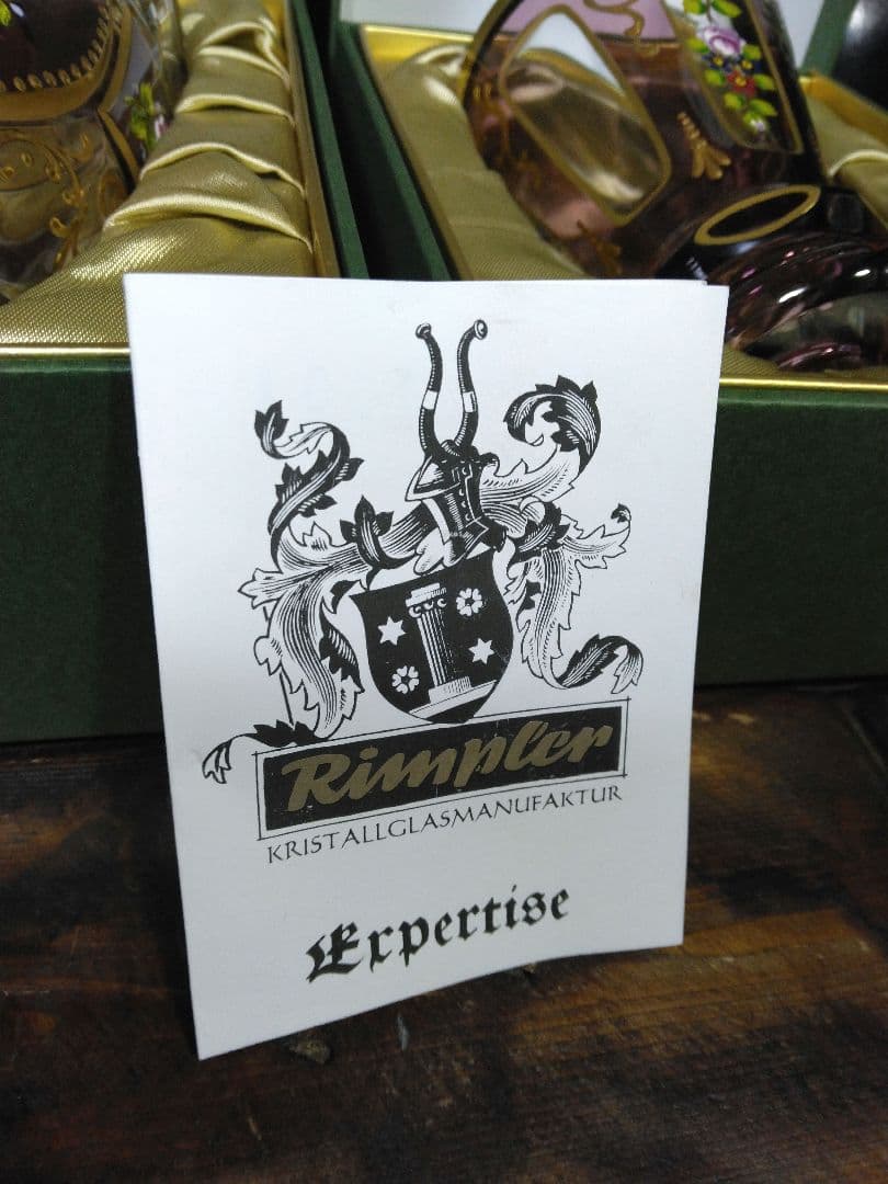 未使用 ドイツ製 ゴブレット ペア ハンドエナメル ルビーレッド クリスタル