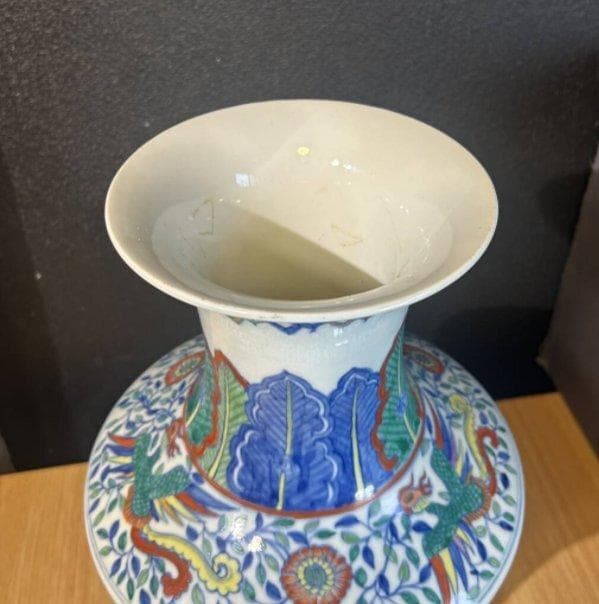 S8015　大清擁正年製　五彩　大花瓶　花瓶　花器　中国花瓶　中国古美術