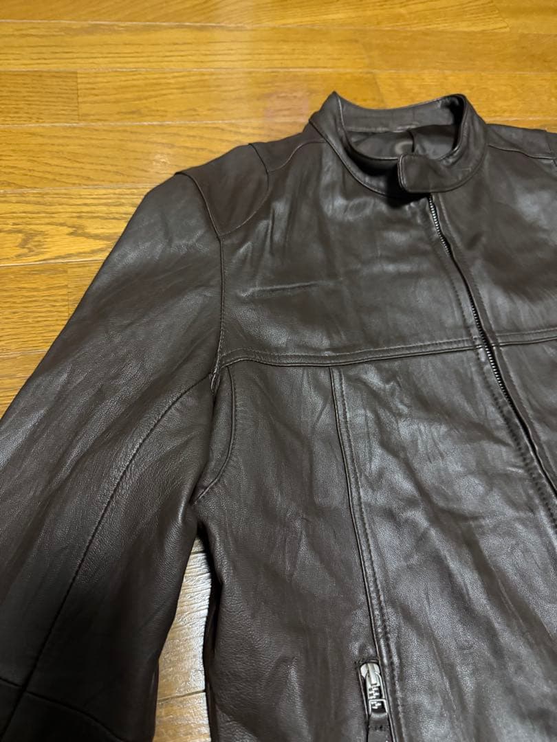 美品】Uniqlo 羊革 ラムレザー シングルライダース ダブルジップ XL