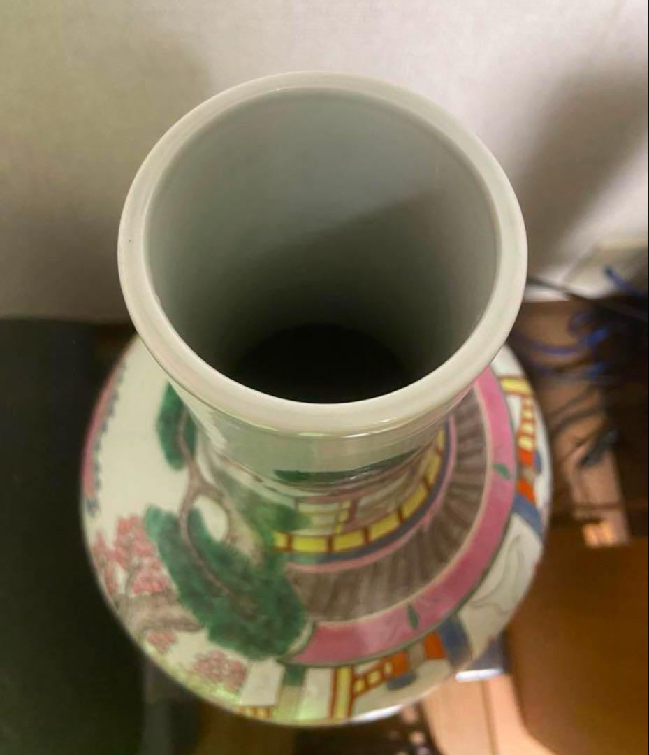 中国古美術 清末民国時代 粉彩天球瓶 40cm 刀馬人物