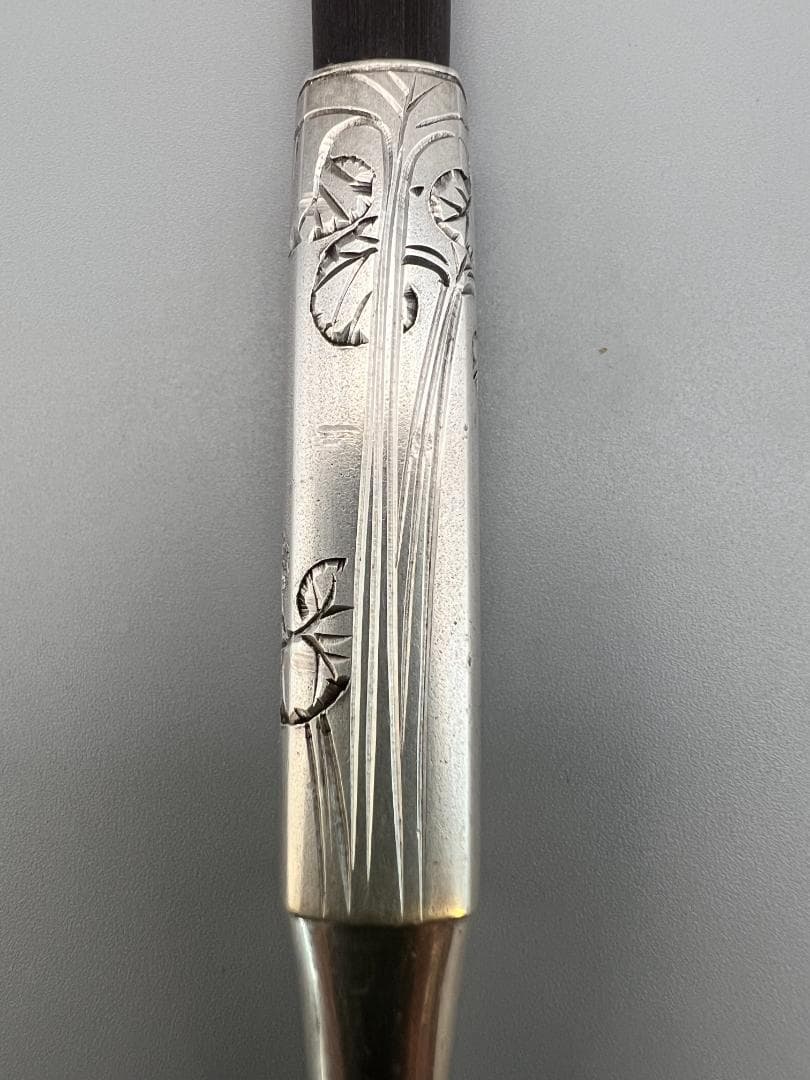 海】レア 銀煙管 キセル 純銀刻印 手彫 銀細工 アンティーク 重量約87g