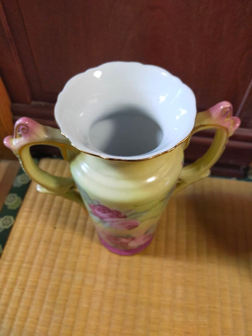 オールドニッポン 23㎝ アールヌーボー様式 薔薇紋 花瓶 バラ ばら