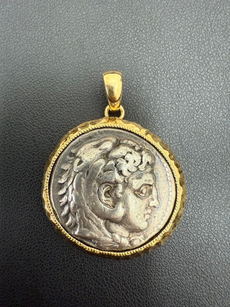 希少・保証書付】テトラドラグマ銀貨 × K18枠 ペンダントトップ 定価40