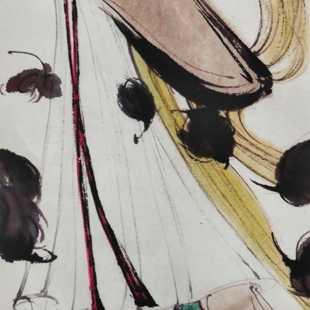 【掛軸 傅抱石風】美人図 中堂掛軸 逸品 168×70 装飾 アート インテリア