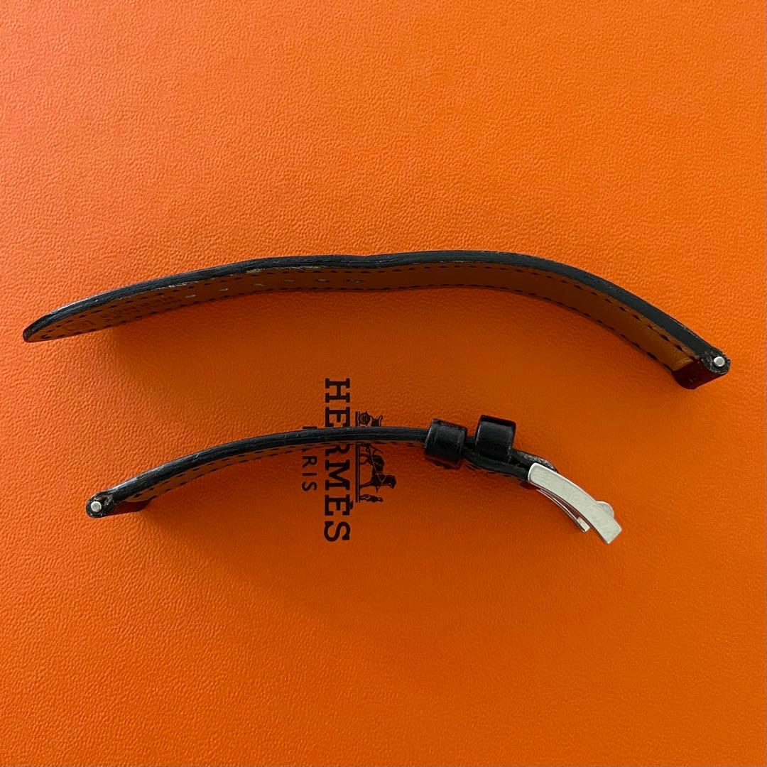 HERMES エルメス 腕時計 純正 ベルト 17mm用 ブラック レザー □E