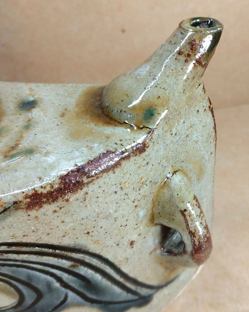 【本物保証】金城次郎 魚紋抱瓶 共箱 栞 壷屋焼 やちむん 人間国宝 無傷