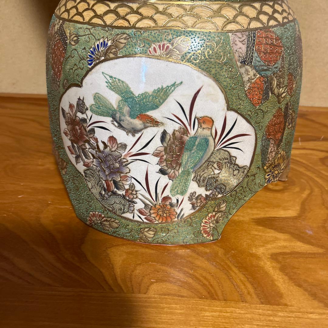 薩摩焼 沈香壺 大壺 戦国武者 花鳥風月 133センチ レア ヴィンテージ 骨董