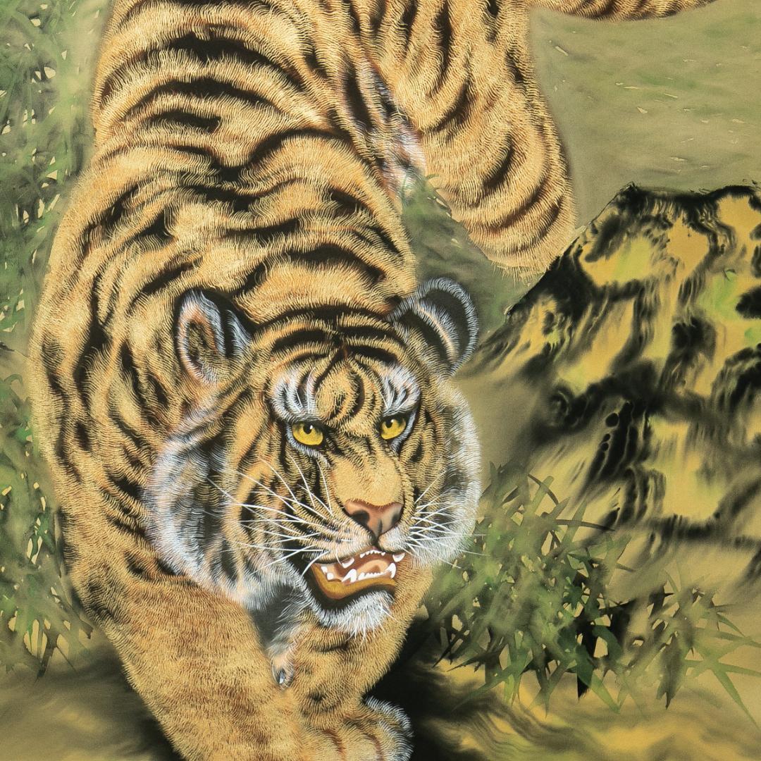掛軸-1705 斎藤白揚 猛虎 共箱 総幅97センチの大幅 - メルカリ