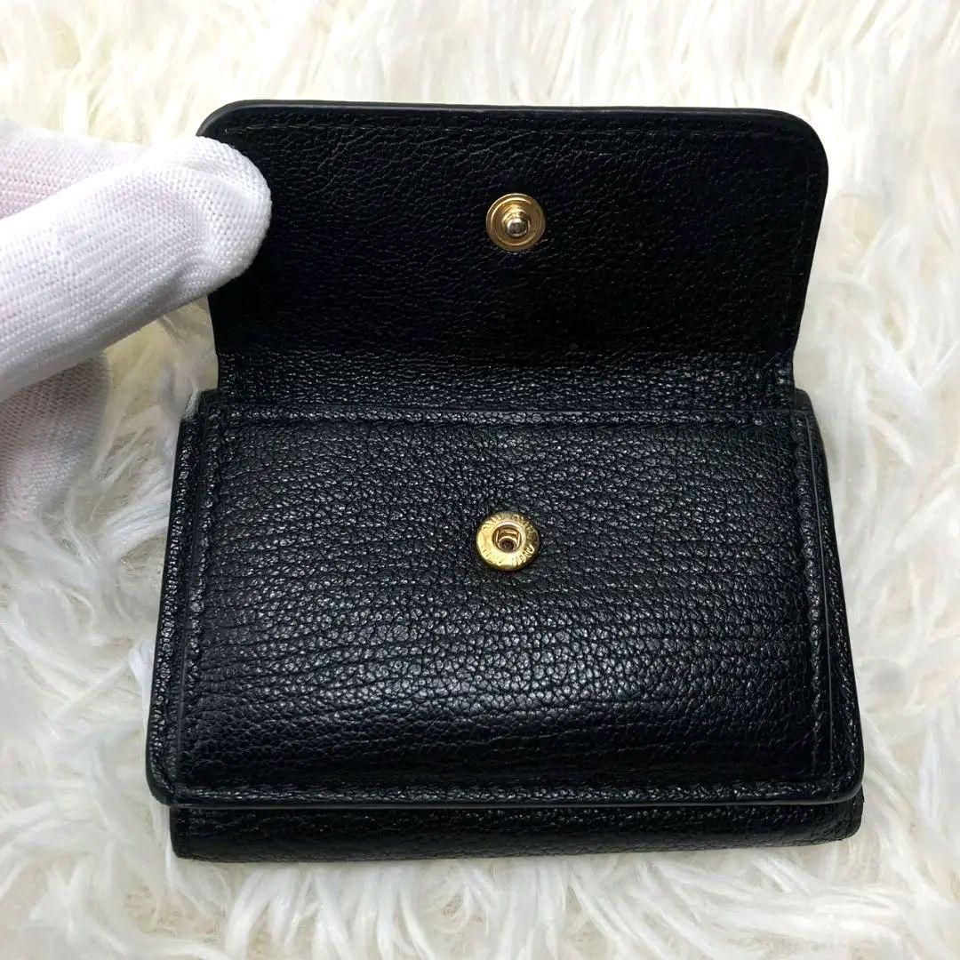 MIUMIU(ミュウミュウ)三つ折り財布 リボン クリスタル ブラック レザー