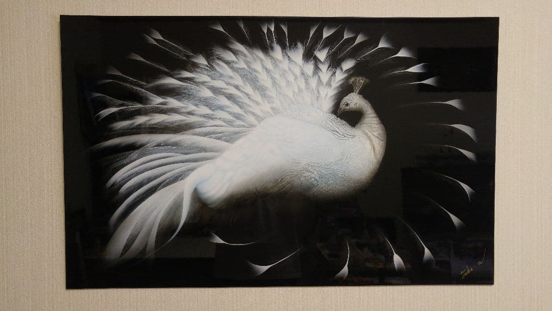 画家 西風 鷹 白孔雀 【原画】 オリジナル スプレーガン エアブラシ画