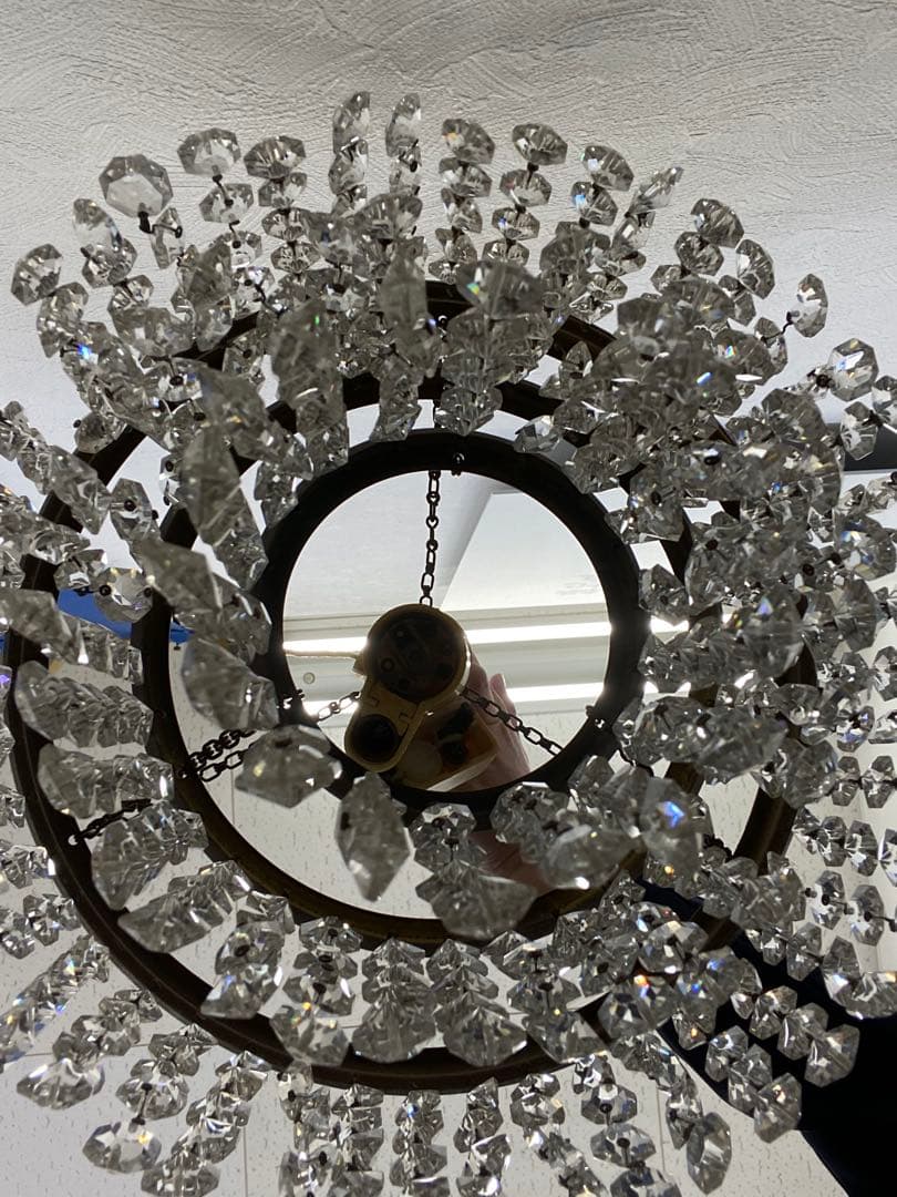 フランスアンティーク クリスタルビーズ シャンデリア 天井照明