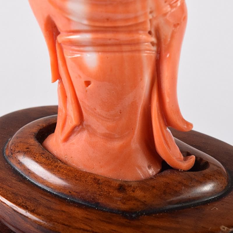 中国 赤珊瑚彫刻 サンゴ 弁財天像 七福神 置物 唐木台付 G 8383 - メルカリ