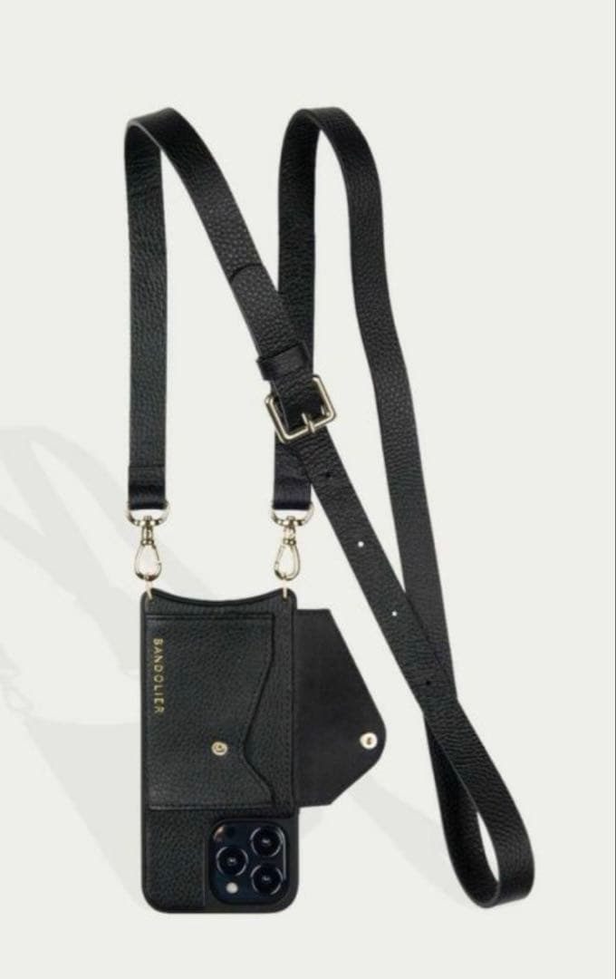 正規品バンドリヤー スマホケースストラップ iPhone15Pro ヘイリー 黒