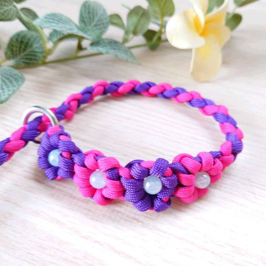 パラコードリード スリップリード 首輪一体型リード お花 №024