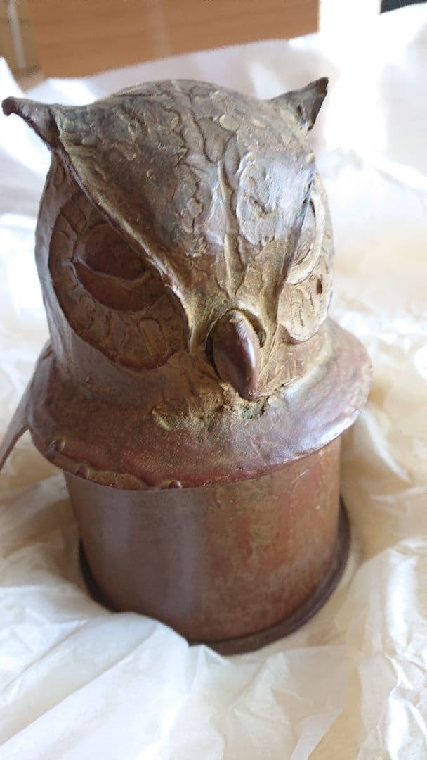 蠟型 鋳銅 小物入 みみずく 平井 昇甫 氏作 共箱入