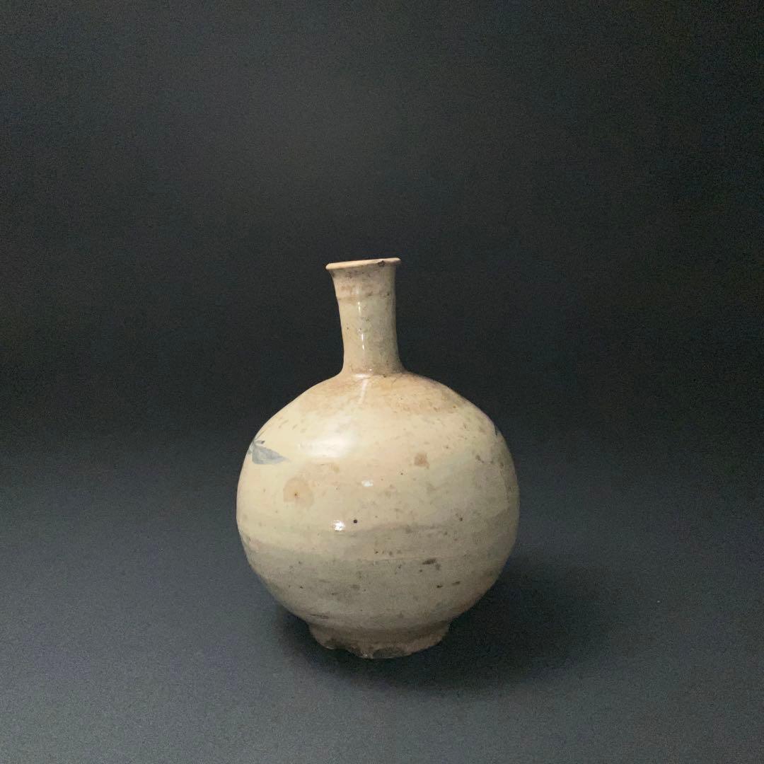 朝鮮美術　李朝　徳利　草花文　丸瓶　骨董　R1407K3