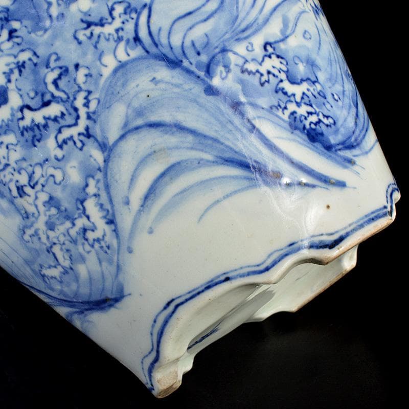 瀬戸焼 古瀬戸染付 巌手製 荒波文 花瓶 M R7275F - メルカリ