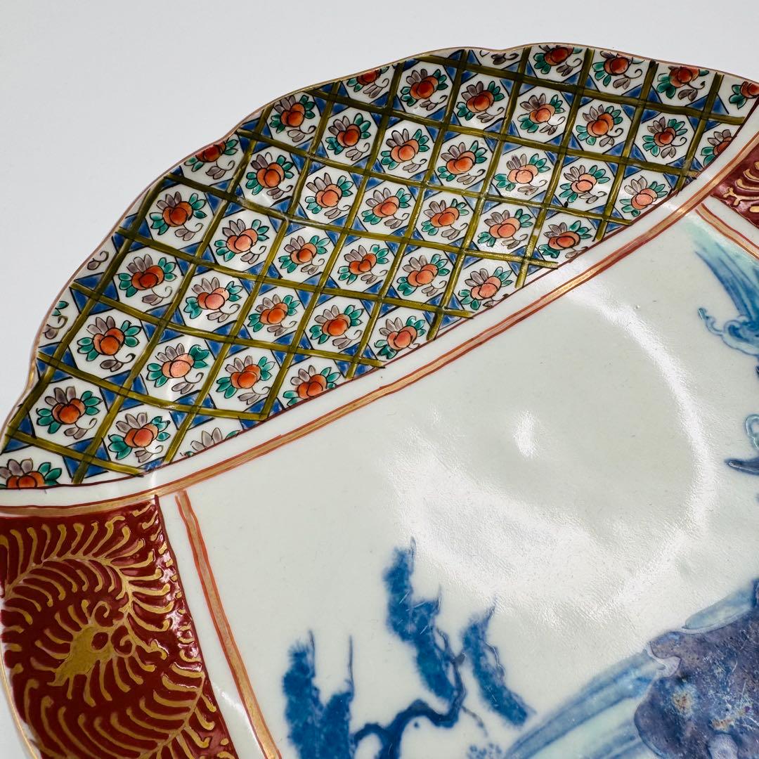 時代 伊万里焼 滝に鯉 絵付皿 五客】骨董 アンティーク インテリア