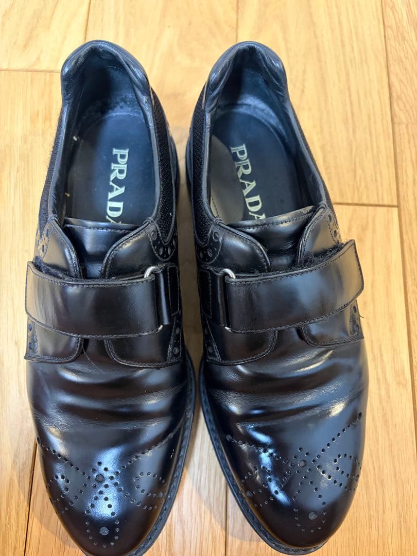 PRADA ブラック モンクストラップシューズ