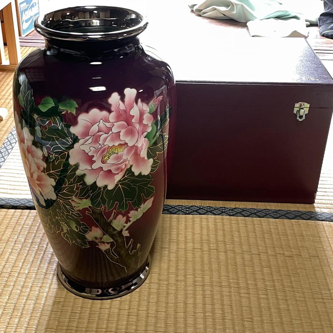 68『七宝焼 花瓶 箱付き』/骨董品 古美術 古玩 アンティーク