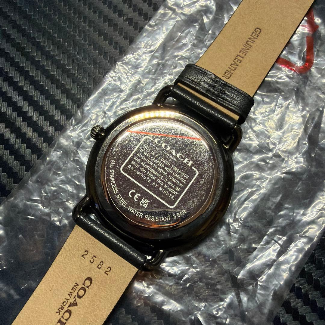 COACH Elliot 腕時計 ブラックレザー