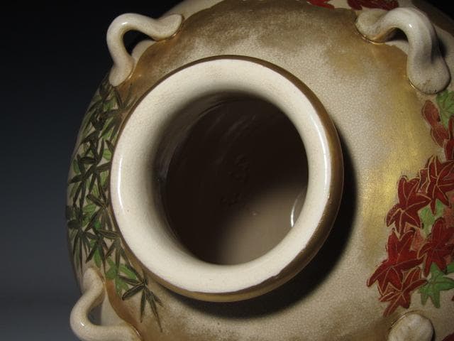 野々村仁清 四季花に雉 大壷（花器）全高33㎝ 飾り映えのする名品 k558