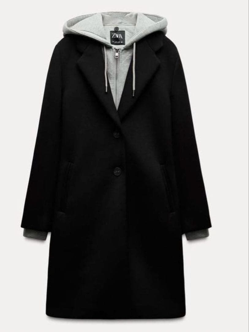 ほぼ未使用】ZARA 2WAYフード付きチェスターコート - メルカリ