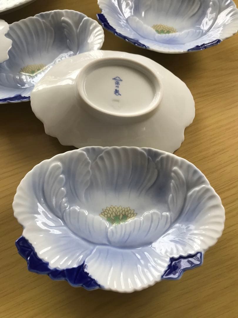 深川製磁 牡丹形 ベリーセット 6客 盛り皿 取り皿 共箱 未