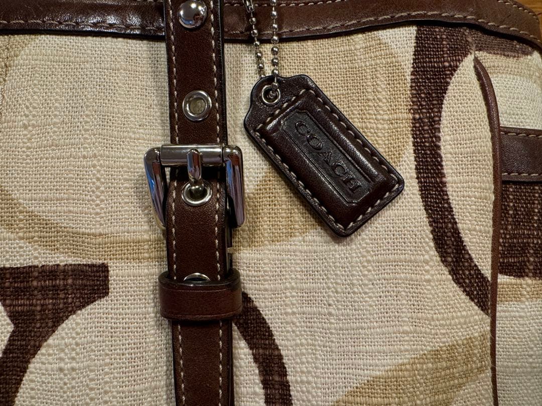 【COACH】コーチ シグネチャートートバッグ F13810 ベージュ/ブラウン