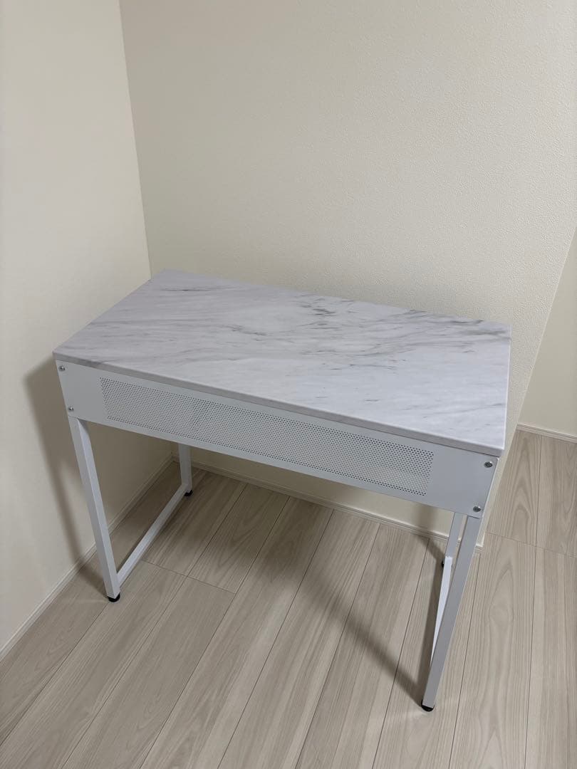 【新品】LOWYAコンパクトデスク [幅85] マーブルホワイト