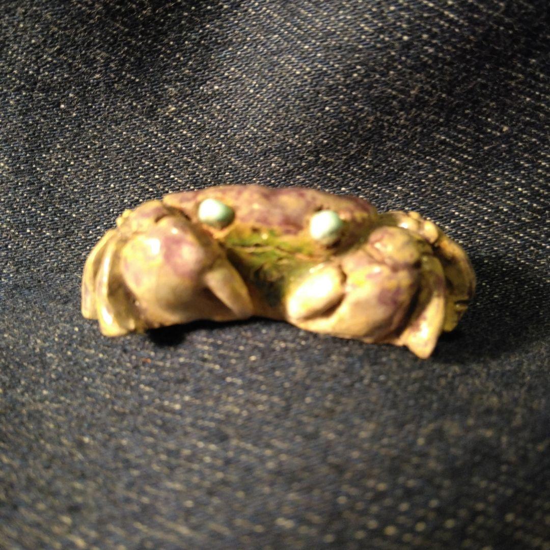 古いカニ 帯留め 二六 楽山 水月焼 着物 骨董