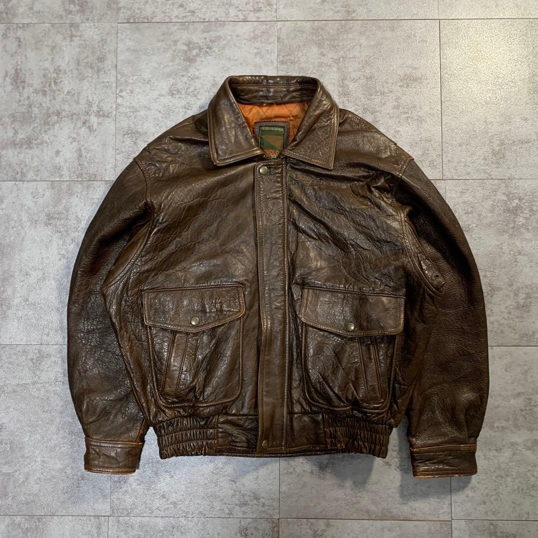 80s〜90s OLD UNIQLO A-2 leather jacket - メルカリ