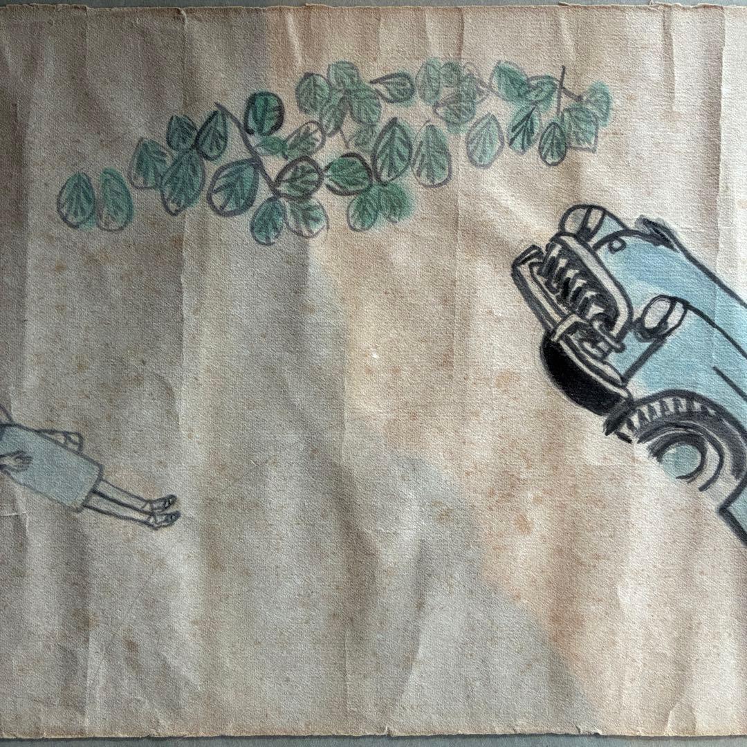 鈴木信太郎　扇面画　額付き　作者サイン付き　日本画　水彩画　25.11.5-1