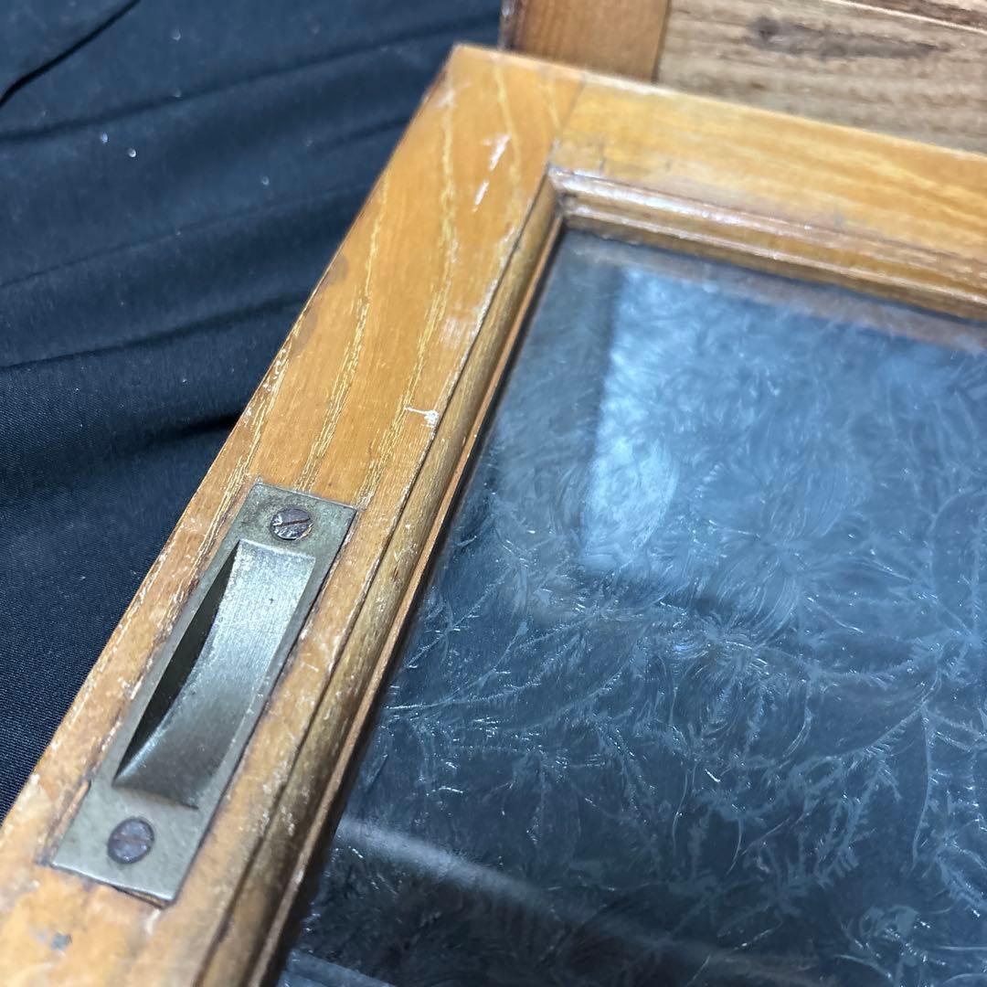 アンティーク 昭和レトロ 木製 建具 窓枠 引き戸 ガラス扉 曇りガラス DIY