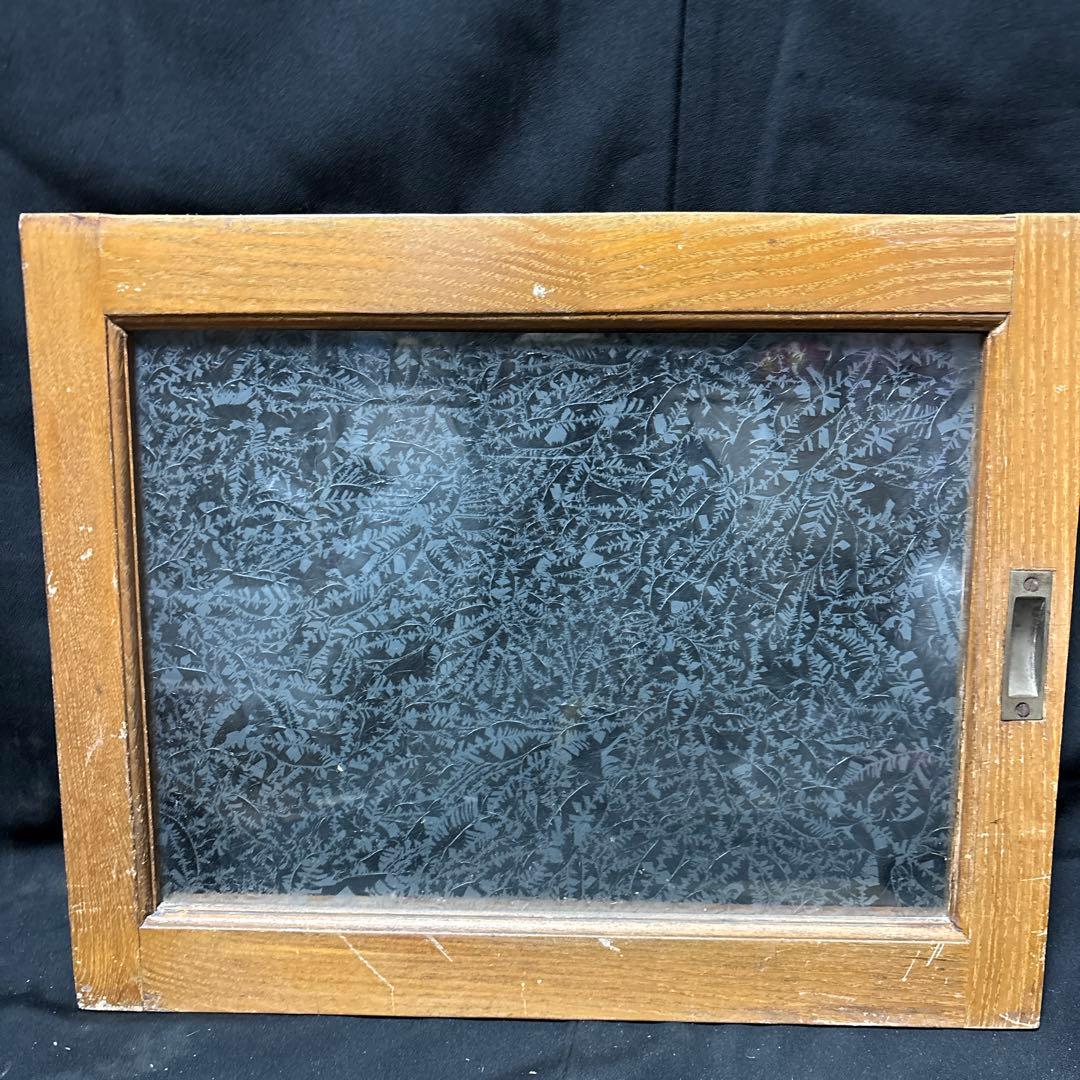 アンティーク 昭和レトロ 木製 建具 窓枠 引き戸 ガラス扉 曇りガラス DIY