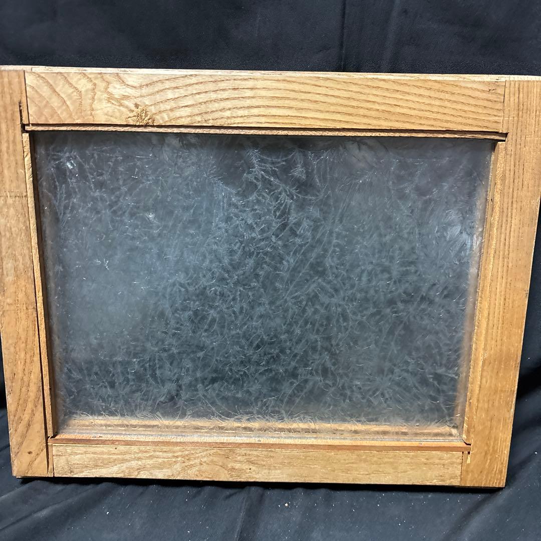 アンティーク 昭和レトロ 木製 建具 窓枠 引き戸 ガラス扉 曇りガラス DIY