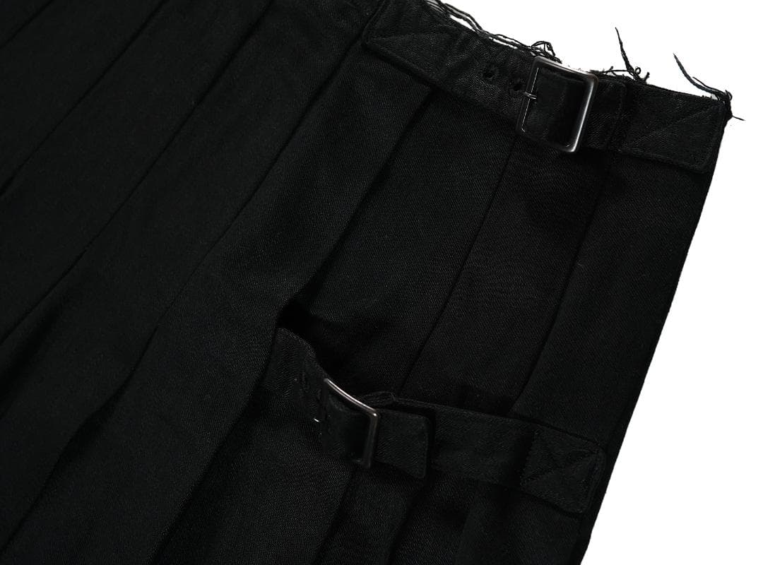 Y's コットン リネン プリーツ スカート 裁ち切り ブラック 1 レディース