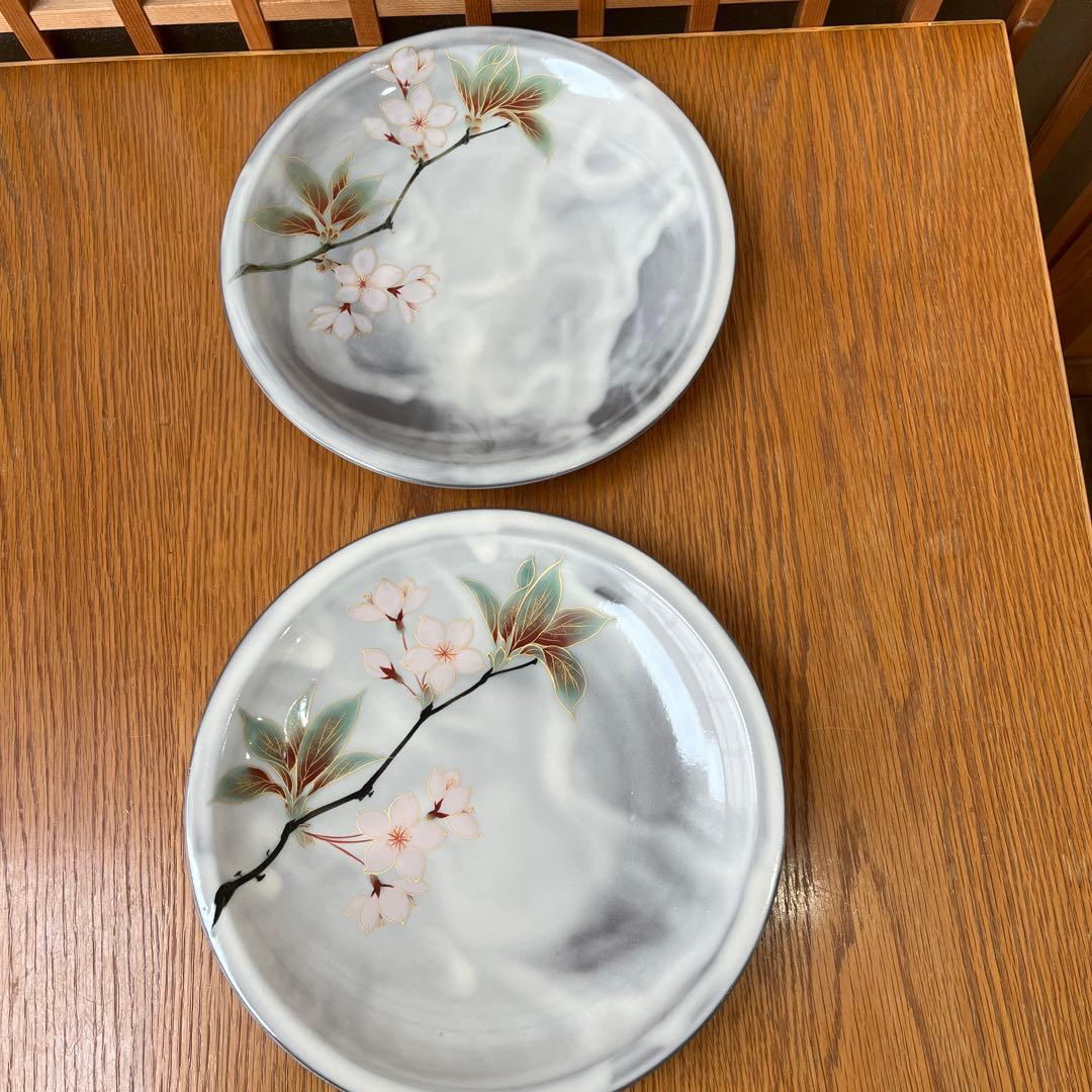 京焼・清水焼 陶あん 白掛桜 八寸皿✖️2点 陶葊