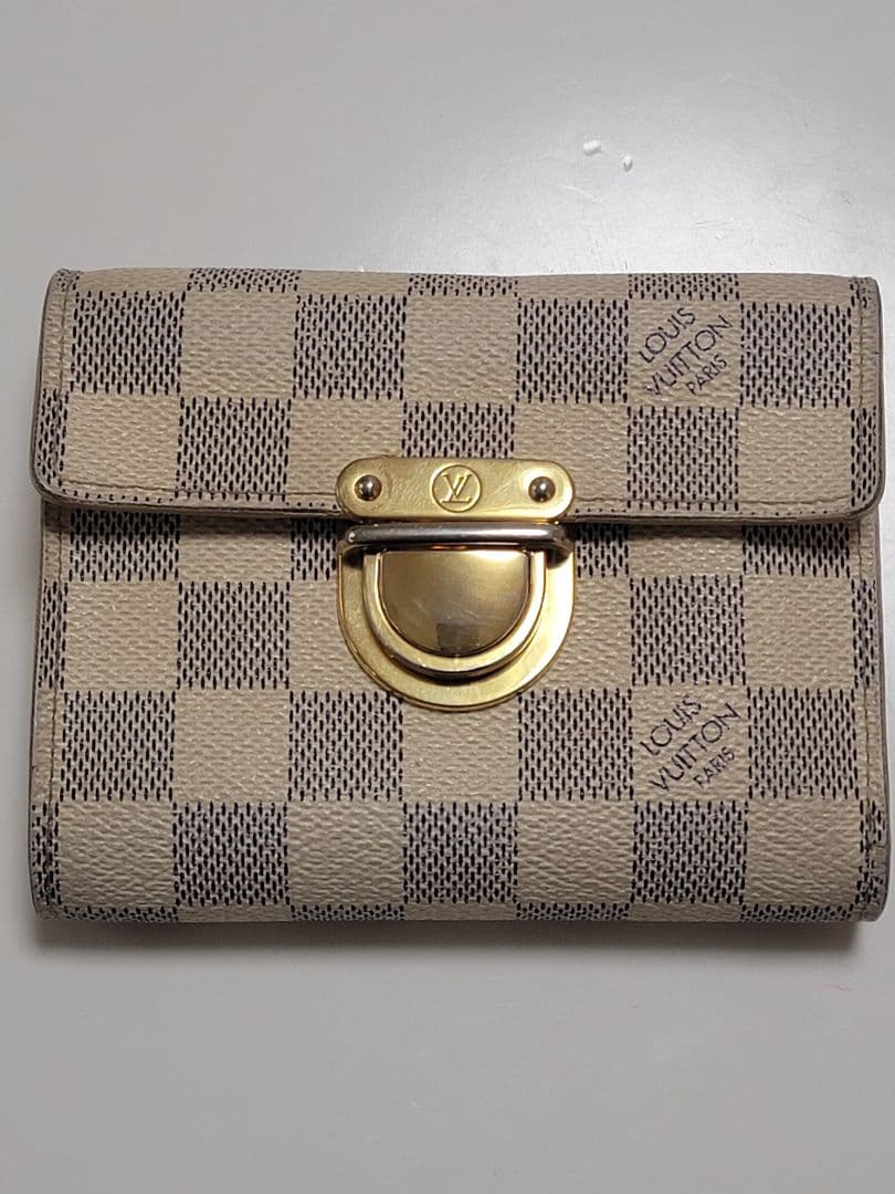 美品 ルイヴィトン ポルトフォイユ・コアラ 二つ折り財布 アズール ダミエ