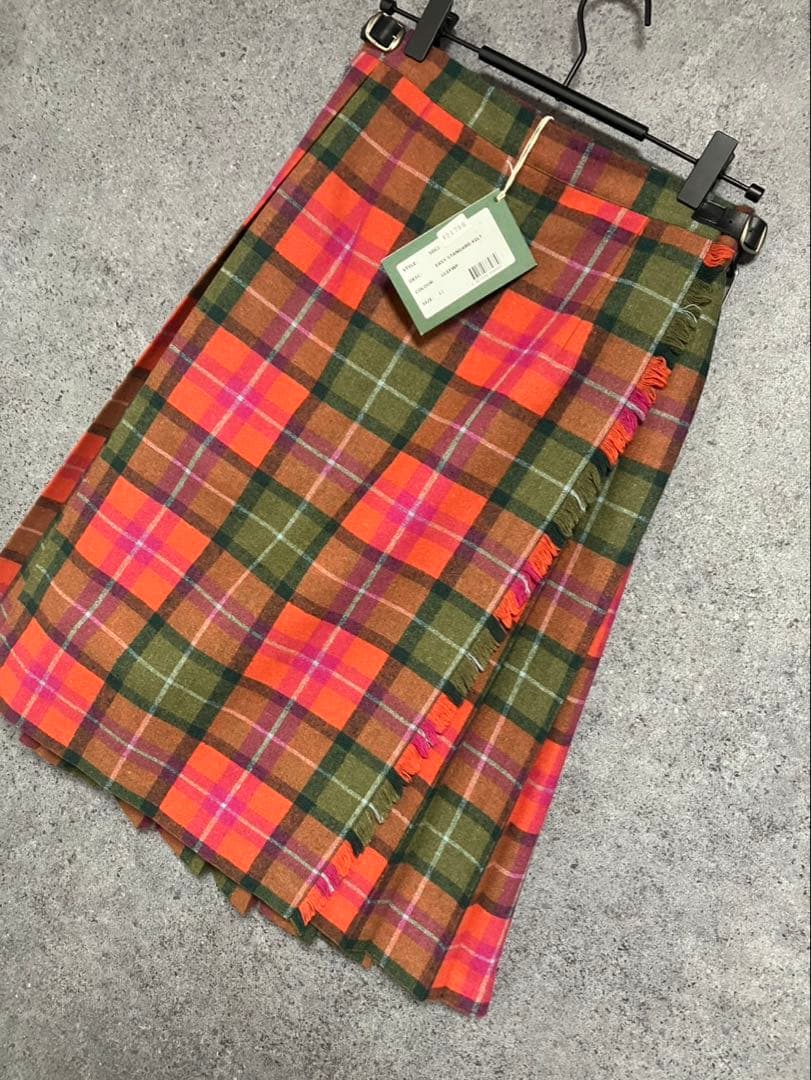 【タグ付き未使用品】オニールオブダブリン　巻きスカート　プリーツ　チェック　膝丈