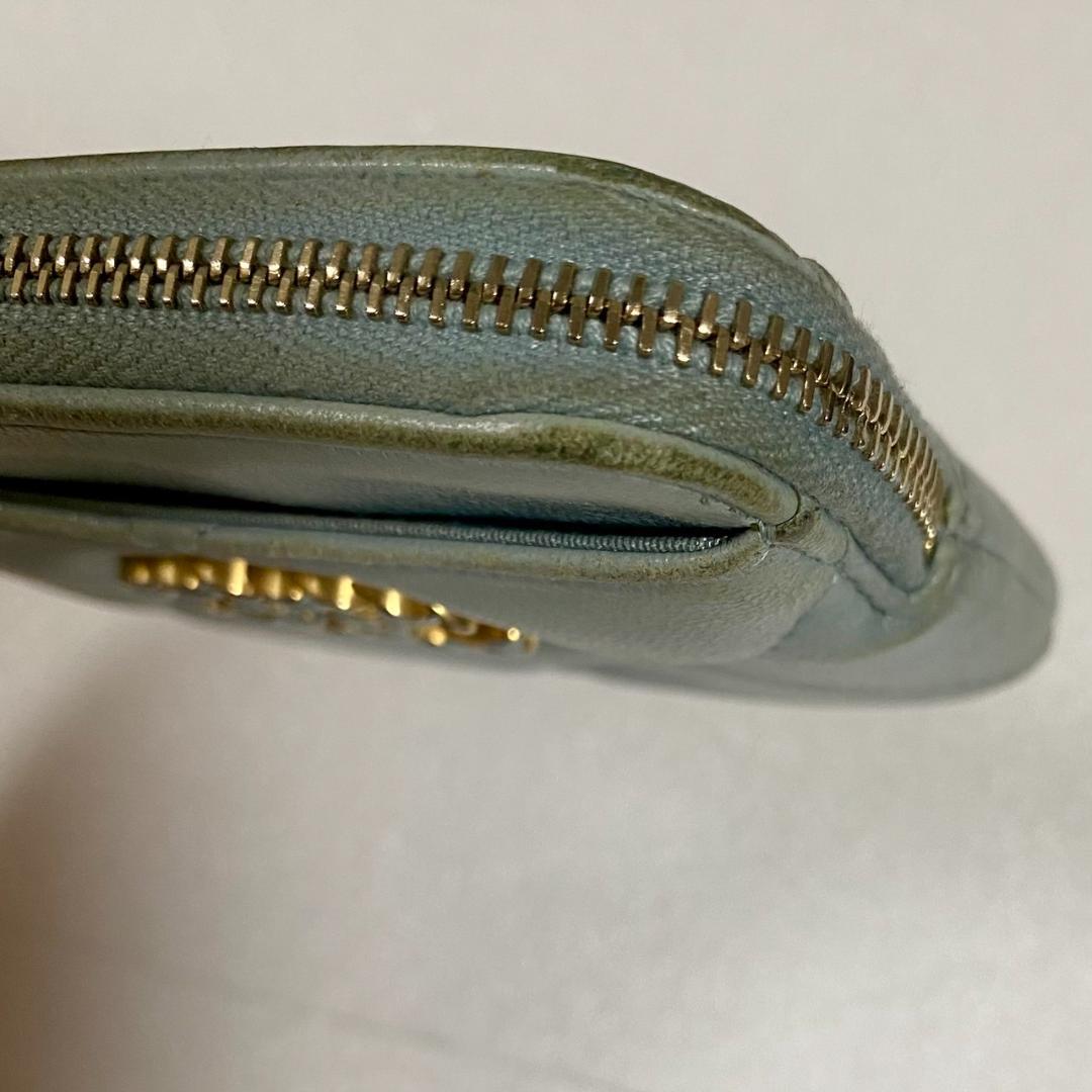 CHANEL シャネル ライトブルー ジッパー ケース 財布 キルティング