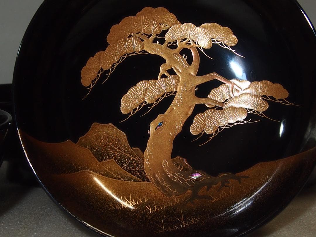 未使用】輪島塗 輪宝堂造 松蒔絵 煮物椀 5客 雑煮椀/丼