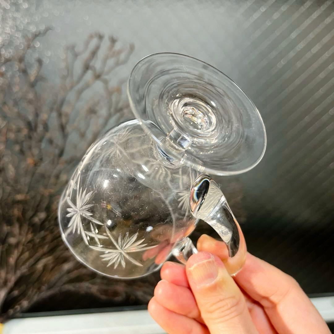 骨董 時代ガラス ギヤマン 切子 耳付ききグラス リキュールグラス 1客