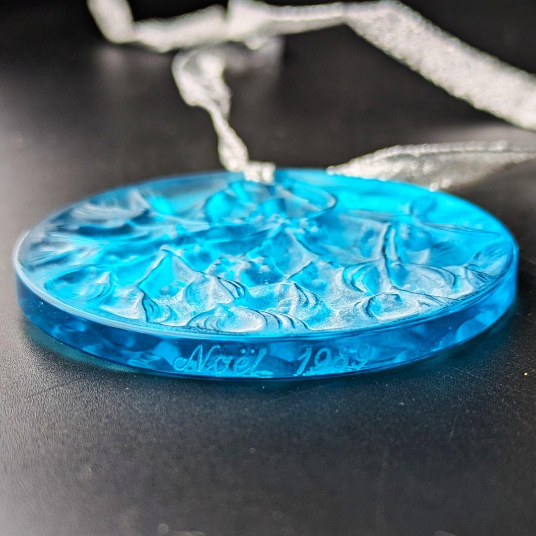 鮮烈ターコイズ☆ラリック ヤドリギ ペンダント オーナメント 美品