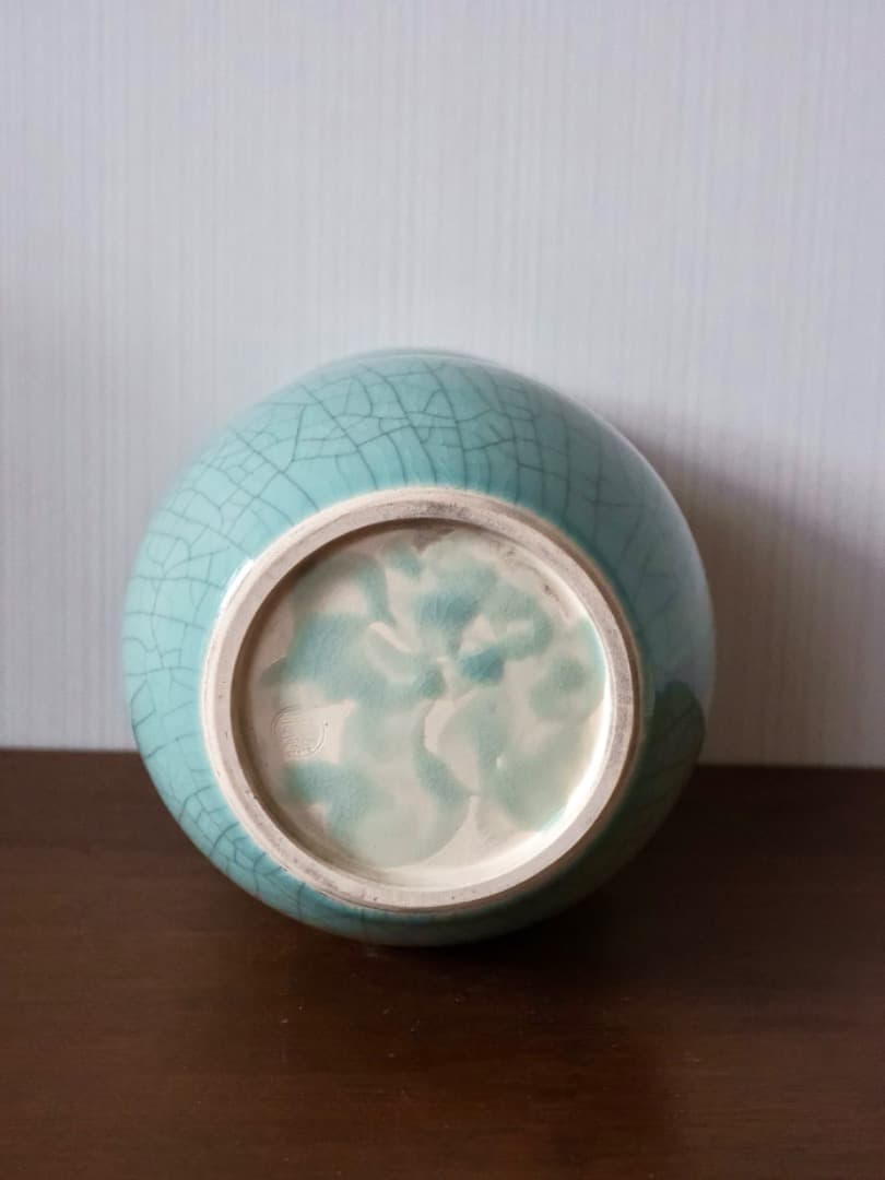 七官青磁 長水指 祥堂 茶道具 水指 箱付 Q2301