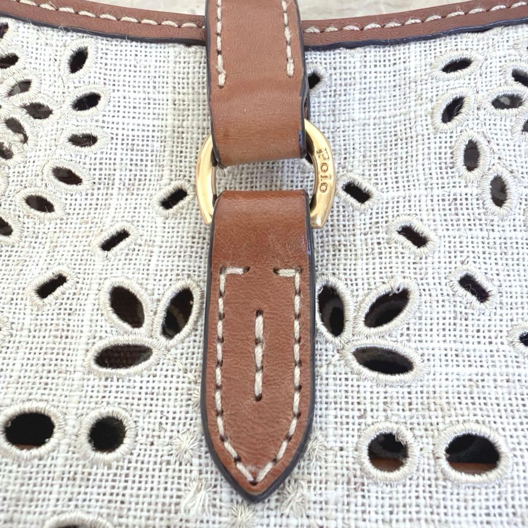 【ポロラルフローレン】美品✨リネン混 ID アイレット ワンショルダーバッグ
