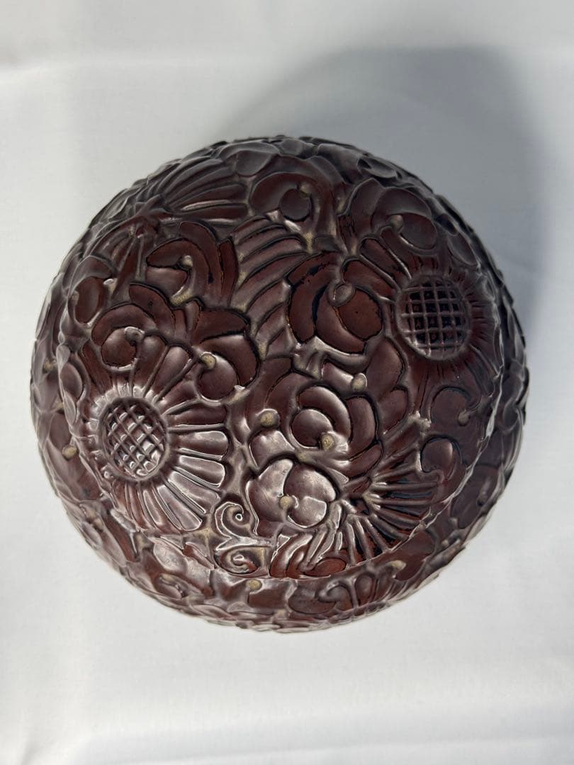 鎌倉彫　漆塗り碁笥2個セット　碁石付き